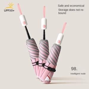 Paraguas Infantil Telescópico Automático de Tres Pliegues con Diseño de Dibujos Animados, con Franja Reflectante de Seguridad para Estudiantes, Directo de Fábrica - Product Image 2