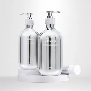 Customized 500ml UV Empty Body Hand Shampoo Electroplating Bottle Luxury Press Lotion