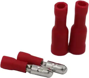 AOWIFT 100x Red Bullet Connector Insulated Crimp Terminals for Electrical & Audio Wiring - 50x Female and 50 x Male
