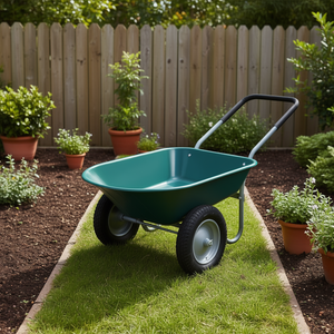 Carretilla de jardín de metal resistente de 2 ruedas con ruedas neumáticas para uso en exteriores - Product Image 2