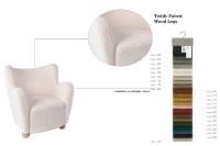 Fauteuil d'appoint CARLFORD avec pieds en bois et accoudoirs, imitation laine de mouton, pour salon, chambre, appartement