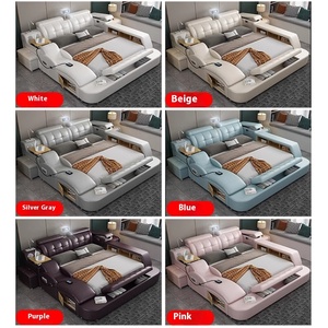 Многофункциональная Современная минималистская двуспальная кожаная кровать Массажная татами кровать с проектором для спальни виллы - Product Image 4