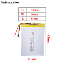 3 líneas 3,7 V 3000mAH 336085 Polímero de iones de litio/batería de iones de litio para tableta PC teléfono celular MÓVIL