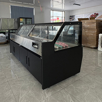 Vitrine réfrigérée commerciale à température unique, ouverte, en verre, pour charcuterie, avec ventilateur, contrôle numérique automatique