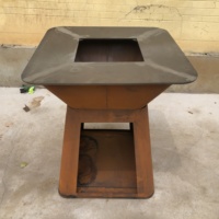 Barbecue au charbon de bois moderne en acier corten avec revêtement en poudre, foyer pour usage extérieur et intérieur