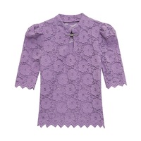 Nouvelle Collection Été – Top Élégant Amincissant en Dentelle à Col Montant et Manches Courtes Style National pour Femme