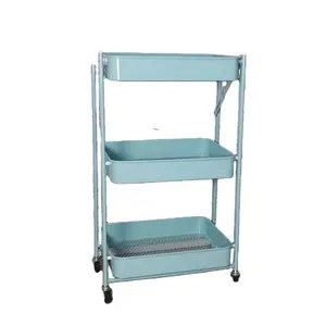 Wholesale 3Tier Steel Movable Home Storage Rack Trolley Cart