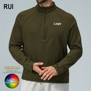 RUIQUWIN Custom Plus Size Solid Waterproof <b>Pullover</b> <b>Men</b> Stand Neck Sports Top Breathable Hiking Outdoor Long Sleeve Sweatshirt - Product Image 1
