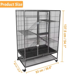 2/3/4-laags draadgaas kattenverblijf grote binnen metalen kattenkooi met wielen - Product Image 4