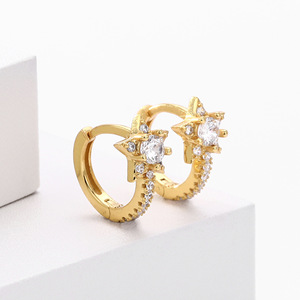 925 <b>Silver</b> Woman Fashion <b>Earring</b> S925 <b>Sterling</b> <b>Silver</b> Star CZ Huggie <b>Hoop</b> <b>Earring</b> Trendy Fine Jewelry For Daily Party Wear - Product Image 6