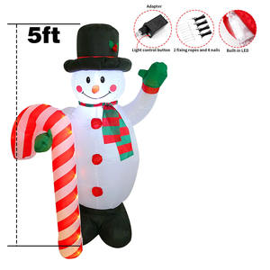 Decoraciones de nuevo diseño Inflables de Navidad de 5 pies Papá Noel con bastón de caramelo que cambia de Color Led RGB - Product Image 5