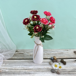 Ramos Pequeños de 5 Cabezas de Peonías Artificiales al Por Mayor Baratas Flores de Seda Hojas de Plástico para Decoración del Hogar - Product Image 6
