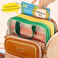 Sac de classement A4 en forme de L, transparent, pour documents, pochette de rangement portable pour livres d'étudiant, idéal pour la rentrée scolaire