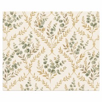 Set de table en lin et coton imprimé sur mesure 35x48cm |   Feuilles d'eucalyptus dorées sur fond ivoire |   Impression numérique en gros