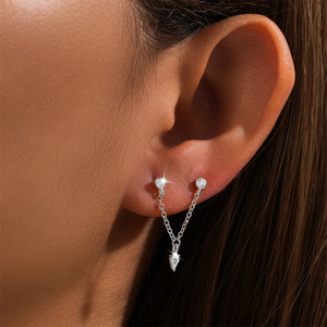 CANNER Fine Jewelry 925 Sterling Silver <b>Earrings</b> Long Tassel <b>Chain</b> Link 18k Gold Plated Zircon <b>Stud</b> <b>Earrings</b> for Woman - Product Image 5