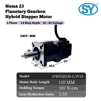 Moteur pas à pas Nema 23, réducteur planétaire 110 mm, rapport de réduction 1:10, 3A, 107 N.cm, 12V-24V, 1.8 °   Moteur pas à pas hybride bipolaire angulaire