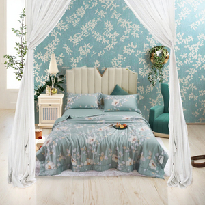 ชุดเครื่องนอนไลโอเซลล์ 300TC ขายดี ลายดอกไม้พิมพ์ลายใหม่บนปลอกหมอน ปลอกผ้านวม ผ้าปูที่นอนแบบเรียบ พร้อมไส้ใยโพลีเอสเตอร์ - Product Image 3