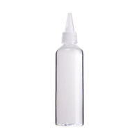 Bouteille d'huile capillaire en plastique PET transparent haut de gamme de Chine avec bouchon à bec coloré et embout compressible