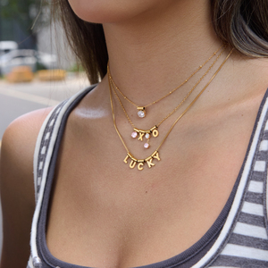 Ensemble cadeau de collier pendentif amovible en forme de lettre, croix, étoile, tube, en acier inoxydable <span class=keywords><strong>plaqué</strong></span> <span class=keywords><strong>or</strong></span> 18 carats avec CZ blanc et rose, de la marque J&D Jewelry - Product Image 5