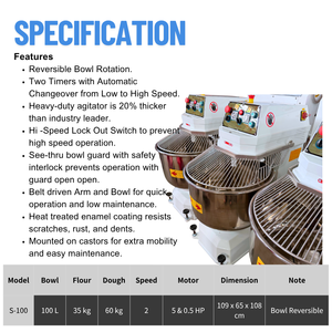 Top Food Bakery Industrial Mixer 100 Liters Spiral Dough Mixer Kneader <b>Machine</b> in Taiwan for PIzza, Loaf, Bun - Product Image 2