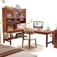 Bureau d'angle en bois massif en forme de L avec étagère intégrée pour les étudiants du collège, chambre à coucher, modèle 625, fabriqué en Chine
