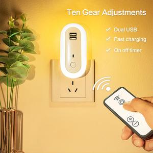 Night <b>Light</b> Portable Usb <b>Plug</b> Durable Elliptical Remote Control Lighting Decoration Bedroom Lamp Secure Fast Charging Wall Lamp - Product Image 5