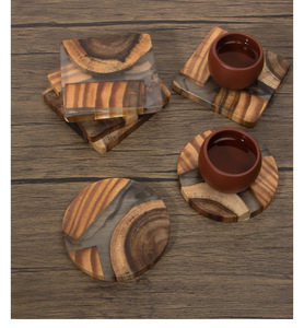 Posavasos de Resina Epoxi Hechos a Mano, Lisos, Antideslizantes, No Tóxicos, Cuadrados, para Tazas de Café y Té, Estilo Nórdico, Artesanía en Madera - Product Image 6