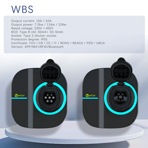 Station de recharge pour véhicules électriques 7,4 kW 11 kW 22 kW, chargeur AC intelligent sans fil pour usage public avec prise de type 2, contrôlable par application - Product Image 4