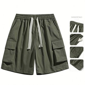 Shorts cargo pour homme, taille élastique, logo personnalisé, shorts décontractés d'été avec poches latérales, travail en plein air - Product Image 4