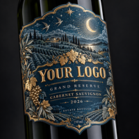 Étiquettes autocollantes de luxe en rouleau pour bouteilles de vin, personnalisées, avec impression à chaud et feuille d'argent, pour emballage de vin en gros