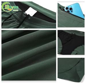 Shorts de sport 2-en-1 personnalisés pour hommes, avec fentes latérales, séchage rapide, couleur unie, pour la course et la gym - Product Image 3