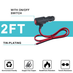 Car Lighter Male <b>Plug</b> Connector 1.5 <b>Meter</b> 12V 24V on Off Switch 220V to 12V Solar Panel Cable - Product Image 3