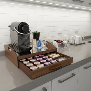 Boîte de rangement pour capsules de café en bois massif de style américain, support carré pour machine à café, taille et logo personnalisables, portable et réutilisable - Product Image 3