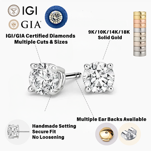 Boucles <span class=keywords><strong>d</strong></span>'oreilles en or 10 carats neuf et Gia Lab créé 1 carat or américain IGI CVD VVS réel 3ct en <span class=keywords><strong>diamant</strong></span> cultivé en laboratoire - Product Image 2