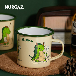 Taza esmaltada Nurgaz, taza redonda para acampar con diseño de dragón, resistente al óxido, estilo de dibujos animados, uso en exteriores - Product Image 4