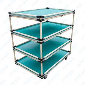 פלסטיק תעשייתי מצופה חומר רזה טיפול עגלות ערמה מדפים - Product Image 3