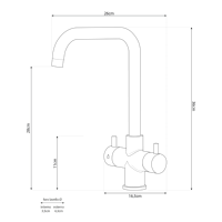 Robinet de cuisine Monza - Modèle minimaliste 3 voies en acier inoxydable 330936-GR Italie