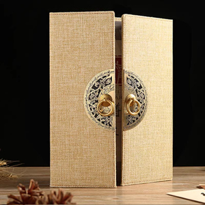 Phong cách dân tộc Trung Quốc phong cách thực đơn trifold nhà hàng tùy chỉnh thực đơn đám cưới cổ điển lanh thiết kế danh Sách Rượu Vang - Product Image 4