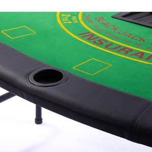 Table <span class=keywords><strong>de</strong></span> poker pliable ovale personnalisée en gros, table <span class=keywords><strong>de</strong></span> jeu <span class=keywords><strong>de</strong></span> casino pliable en feutre vert pour 7 joueurs avec porte-jetons - Product Image 2