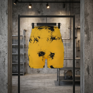 Leggings de jogging imprimés pour femmes, jaune et noir, tie-dye, tricotés en spandex et polyester, extensibles, séchage rapide, sportifs, toutes saisons - Product Image 6
