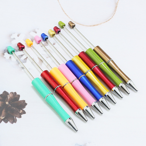 2022 New Personalized Diy Unique Spacer Metal Pens With Beaded Ballpoint Kits Candy Color Plastic Silicone Beads For Bead Pen