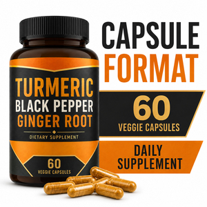 Nouvelles capsules de curcuma biologique, de gingembre et de poivre noir 1000 mg - Soutien antioxydant, métabolisme articulaire, santé, 60 capsules pour adultes - Product Image 4
