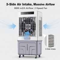 Enfriador de Aire Evaporativo Doméstico FJ-1120DLR con Control Remoto, 8000 CMH, Tanque de 60L, 3 Velocidades, Función de Enfriamiento, Humidificación y Purificación, Ventilador Digital
