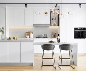 Cuisine modulaire en bois sur mesure avec finition brillante, meubles de cuisine, design en placage de bois, armoires de cuisine - Product Image 1
