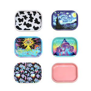 Premium Tinplate Metal <b>Rolling</b> Tray with Magnetic Lid Eco-Friendly Tobacco Accessories Plate Custom Printed - Product Image 1
