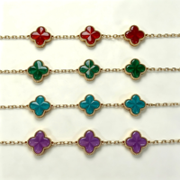 Bracelet Fleur Trèfle à Quatre Feuilles Porte-Bonheur en Argent Sterling 925 Plaqué Or, Bijou Cadeau, Catalogue Van Cleef, Plata 925 Pulsera