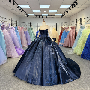 Robe de Quinceañera élégante bleu nuit Dy6913, robe de bal ornée de perles, dos corset, avec corsage en satin Jancember - Product Image 5