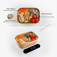 Boîte à lunch jetable en papier kraft recyclable en gros 500/650/750/1000ml, conteneur alimentaire, emballage en papier brun, boîte à emporter