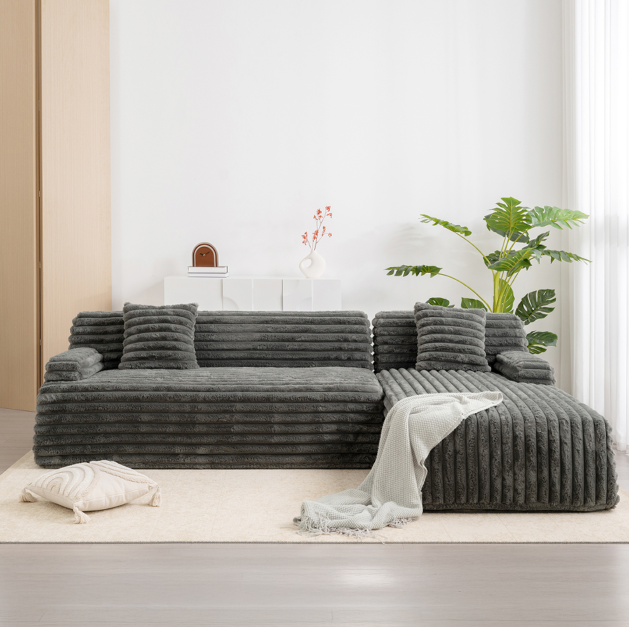 Dark Gray + faux fur + 3 Seat