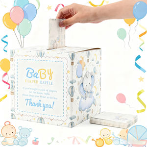 Custom Printed Baby Shower Games Gender Reveal <strong>Party</strong> <strong>Invitation</strong> Insert Card Game Diaper Raffle Card Box with Cards - Product Image 1